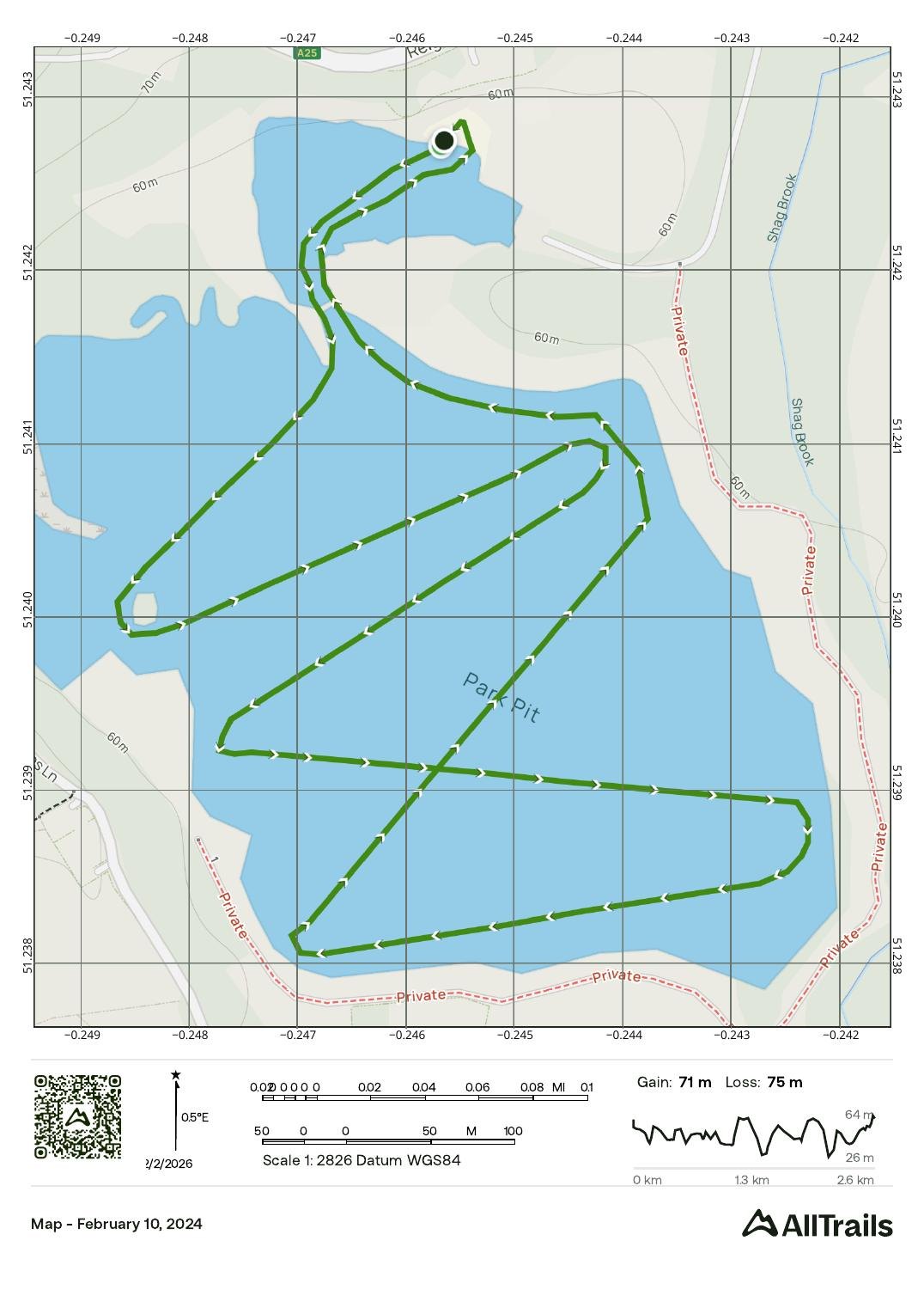 Map of a previous GLAGLA UK lap course marked on a lake, shown as a historic example