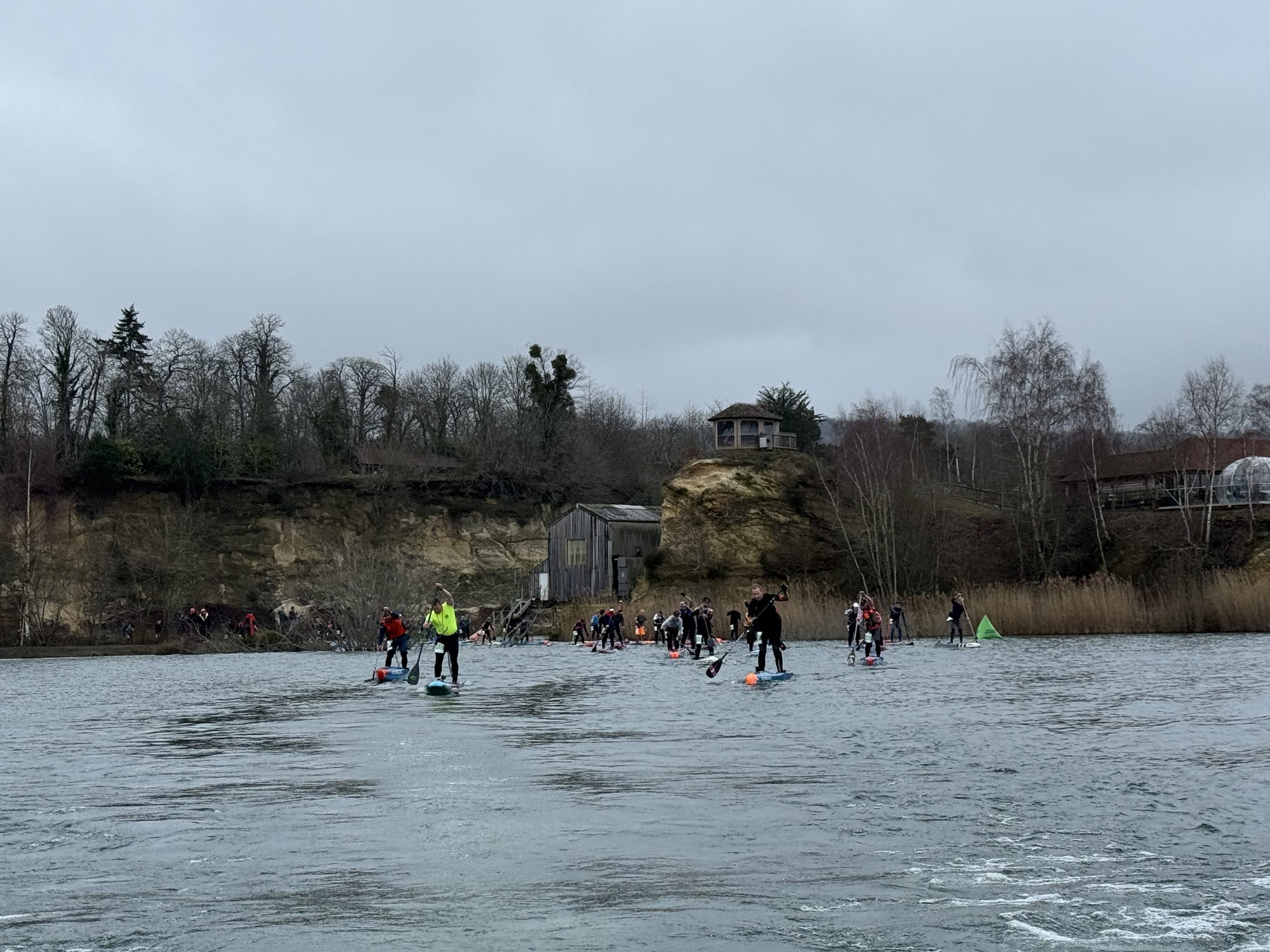 A big group of paddlers on the water together in winter conditions at GLAGLA UK